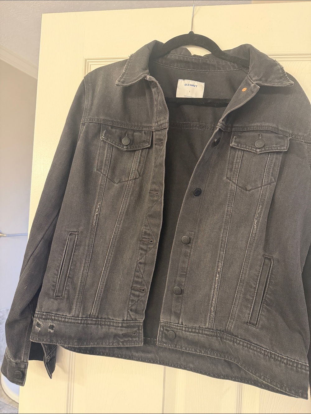 Old Navy Black Washed Denim Jacket like new. Size L - runs small